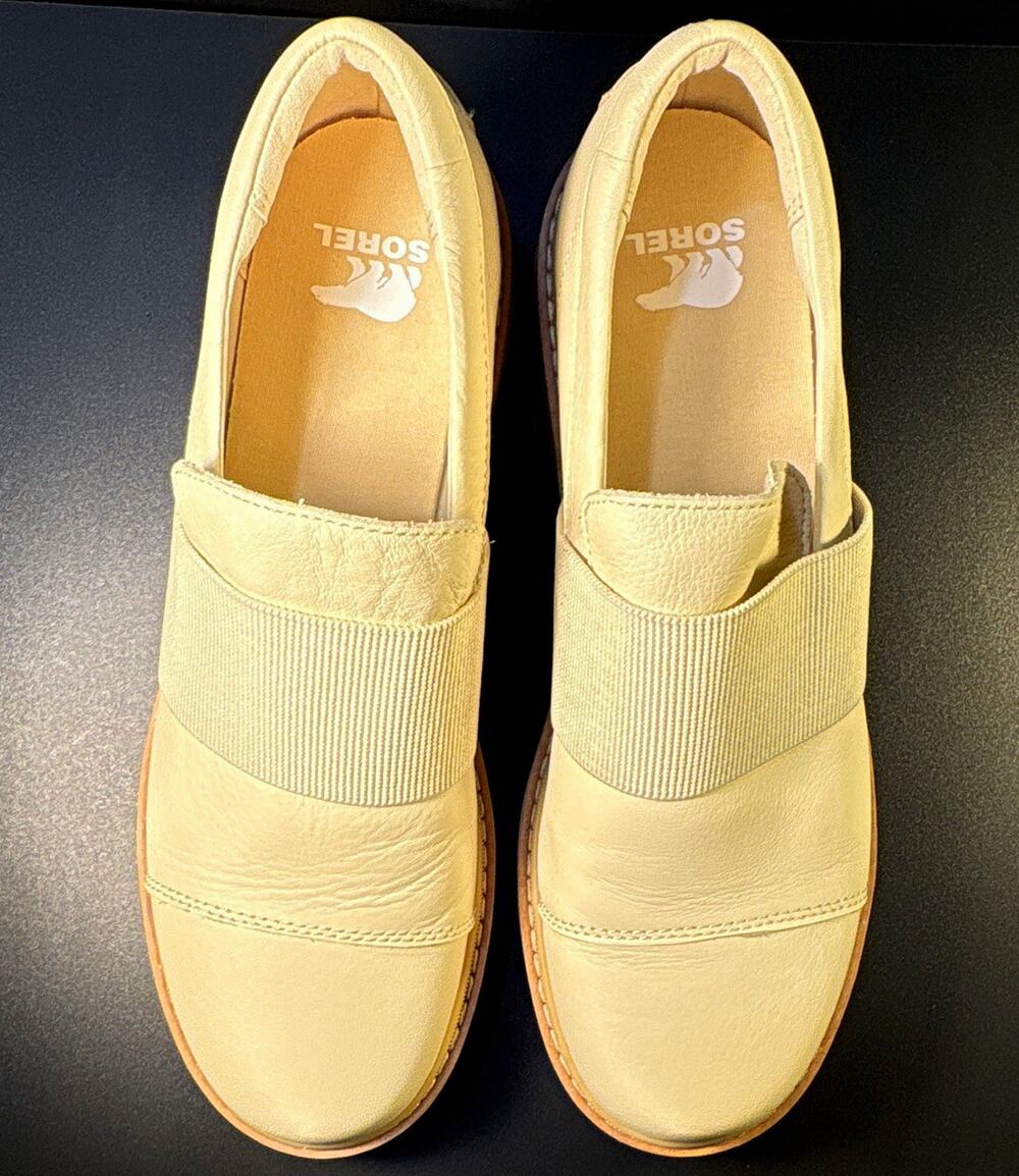 SOREL Joan Now Leather Slip-On Loafer Round Toe Lug Sole US 10